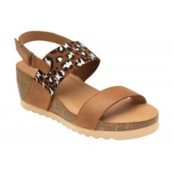 Tan Leather Brielle Wedge Sandals | Lotus