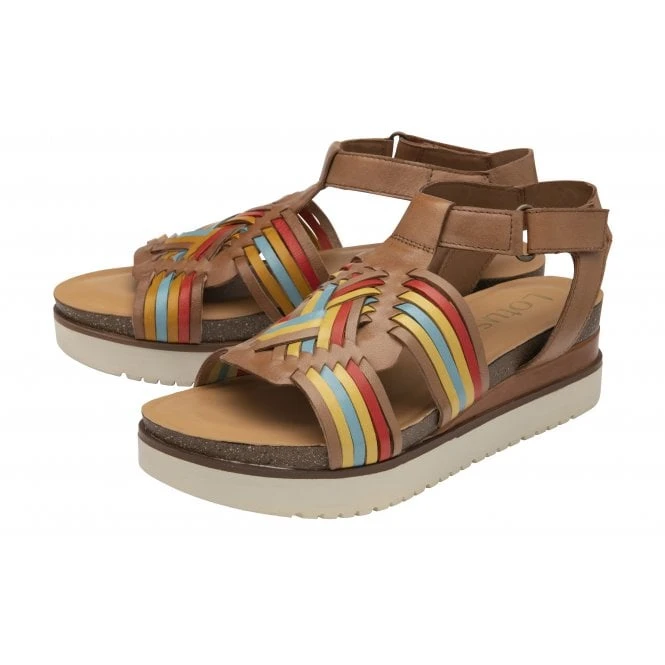 Tan Multi-Leather Cairnes Open-Toe Flatform Sandals | Lotus 2 Tan Multi-Leather Cairnes Open-Toe Flatform Sandals | Lotus - Image 2