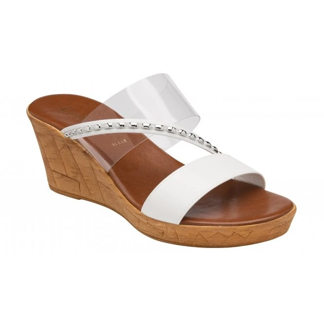 White Alma Mule Wedge Sandals | Lotus 1 White Alma Mule Wedge Sandals | Lotus