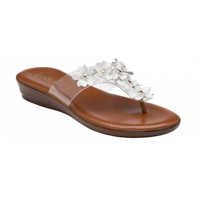 White Brittany Toe-Post Sandals | Lotus 1 White Brittany Toe-Post Sandals | Lotus