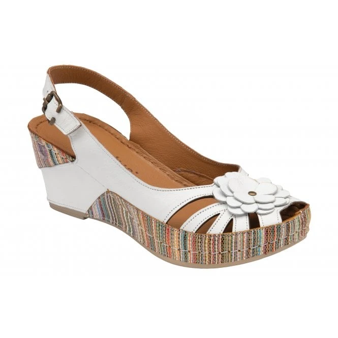 White Leather Caria Slingback Shoes | Lotus 1 White Leather Caria Slingback Shoes | Lotus