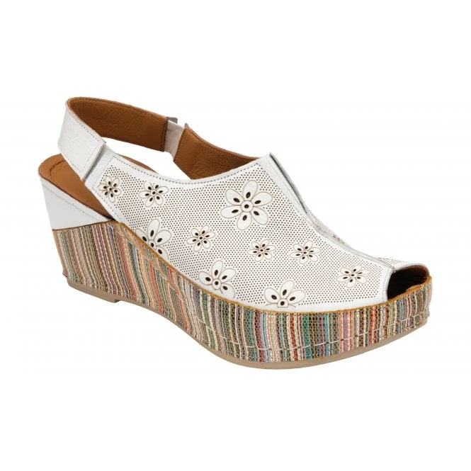 White Leather Deniz Wedge Shoes | Lotus 1 White Leather Deniz Wedge Shoes | Lotus