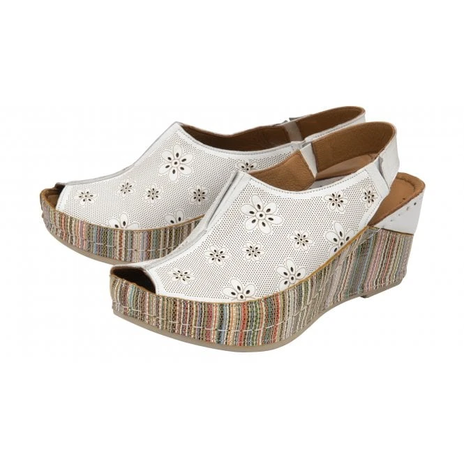 White Leather Deniz Wedge Shoes | Lotus 2 White Leather Deniz Wedge Shoes | Lotus - Image 2