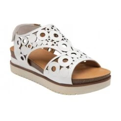 White Leather Melbourne Open-Toe Flatform Sandals | Lotus