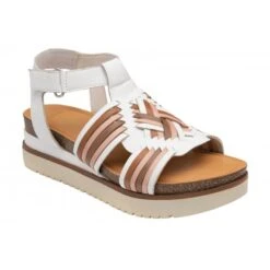 Top Quality Shoe Store 25 White Multi-Leather Cairnes Open-Toe Flatform Sandals | Lotus