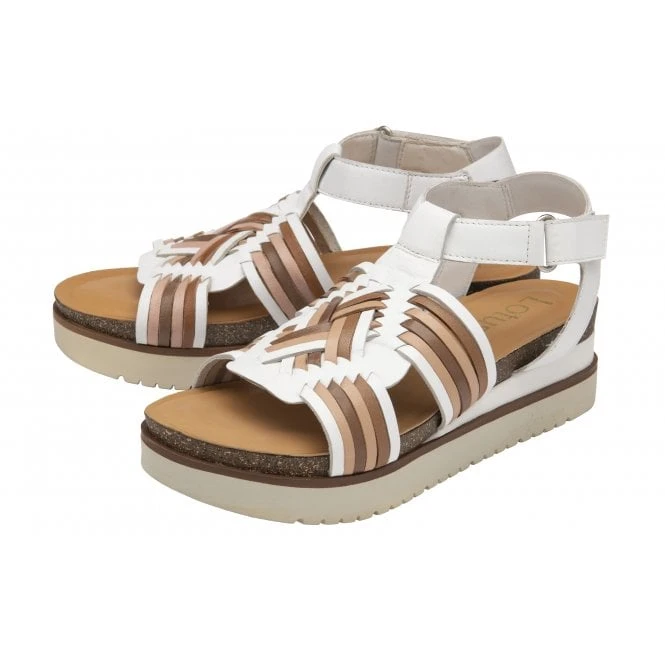 White Multi-Leather Cairnes Open-Toe Flatform Sandals | Lotus 2 White Multi-Leather Cairnes Open-Toe Flatform Sandals | Lotus - Image 2