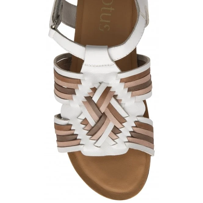 White Multi-Leather Cairnes Open-Toe Flatform Sandals | Lotus 4 White Multi-Leather Cairnes Open-Toe Flatform Sandals | Lotus - Image 4