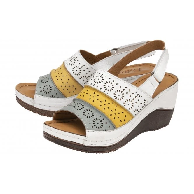 White Multi-Leather Neylan Wedge Sandals | Lotus 2 White Multi-Leather Neylan Wedge Sandals | Lotus - Image 2
