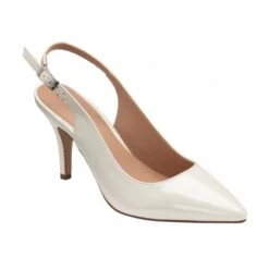 White Pearl Patent Remy Slingback Court Shoes | Lotus