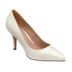 White Pearl Patent Roma Court Shoes | Lotus